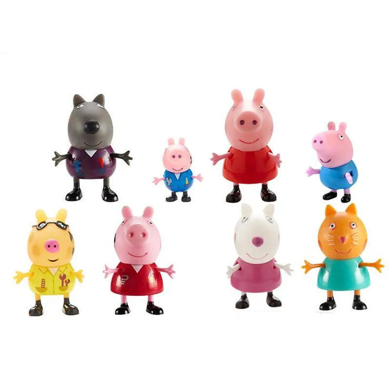 

Peppa pig George friend Family Plastic PVC doll Pack Dad Mom Action Figure Original Pelucia Anime Toys Boy girl gift set