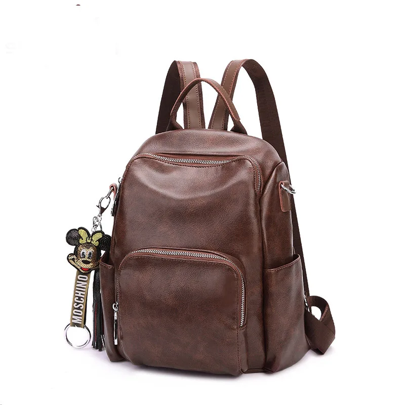 

Backpack Women 2019 New Fashion Bag Female Korean Lady Pack Soft Leather Bag Luxury Brand Designer Vintage Travel Backpack