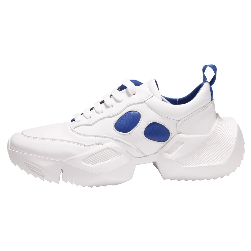 cheap New Men Leather Sneaker Trainers Summer Male Adult Shoes Casual Hip hop Street Height Increasing sneakers