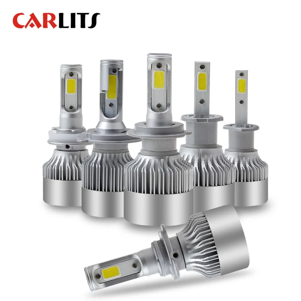 CARLITS 2 шт. H4 H7 светодиодный фары для автомобиля 72 Вт COB 8000LM H1 H3 H8 H9 H11 9003 9006 9005 HB4 HB3 s