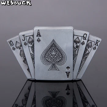 

WesBuck Brand Retail New Style 10JQKA Card Belt Buckle Silver Black Metal For 4cm Wide Belt Men Jeans Accessories Luxury Hebilla