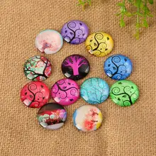 Самоклеящаяся разноцветная мозаика с рисунком дерева, напечатанная стеклянная полукруглая стеклянная мозаика для изготовления ювелирных изделий