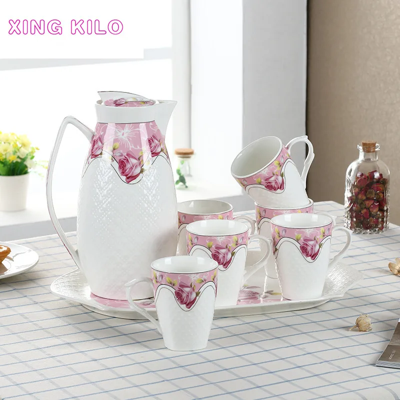 

XING KILO Household Set Ceramic Creative Cold Kettle Set High temperature Household Kettle Set Cup Continental