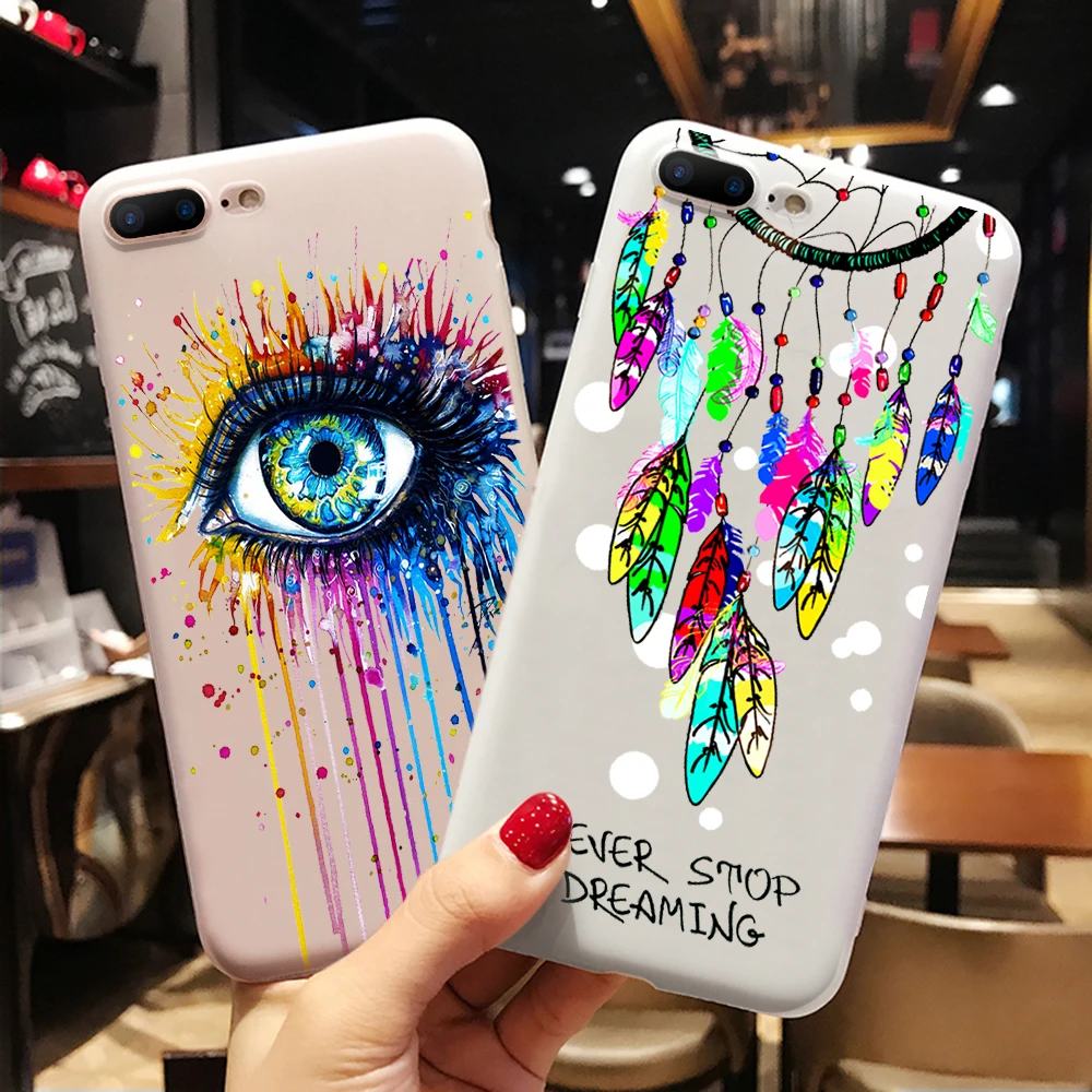 

Matte Clear Back white Color eye Phone Case For iPhone XS Max XR For iPhone X 10 9 8 7 6 6S Plus 5 5S SE Cases Soft TPU Cover