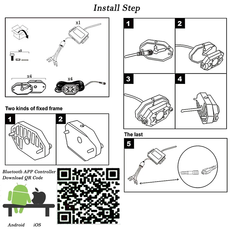 6Pods RGB LED Rolling Rock Light Kit 9W IP68 Bluetooth Music Mode Flashing Multicolor Control For Jeep Wrangler Boat Waterproof