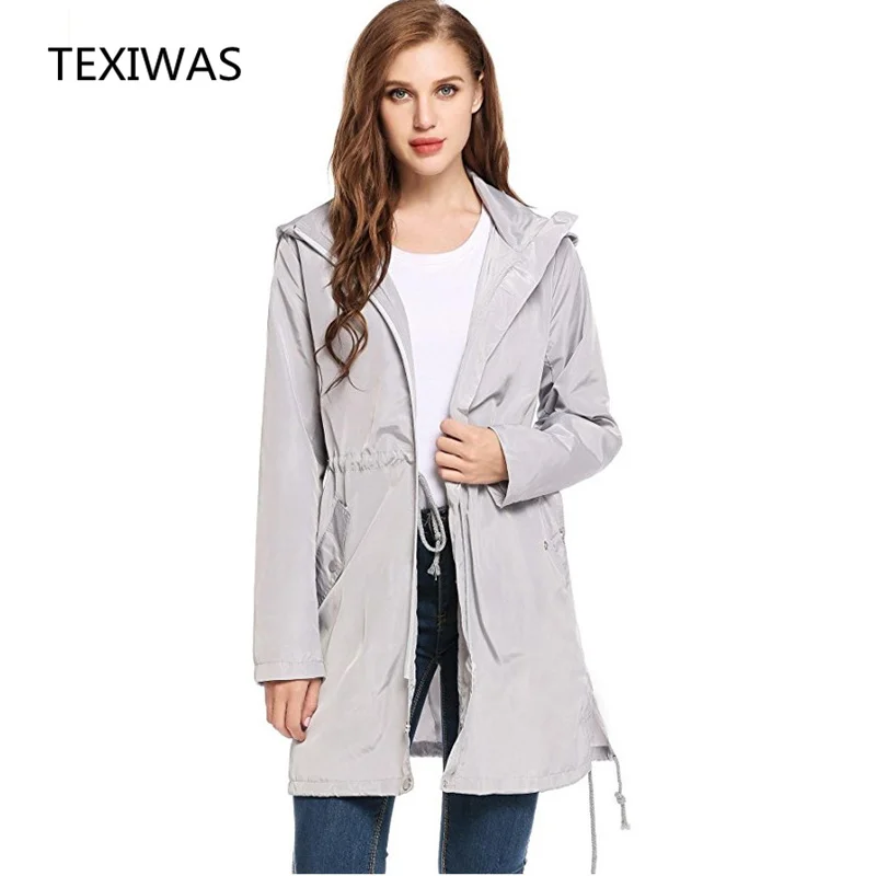 

TEXIWAS 2018 Spring and Autumn new hooded long-sleeved zipper ladies jacket casual fashion multi-color pocket decoration women
