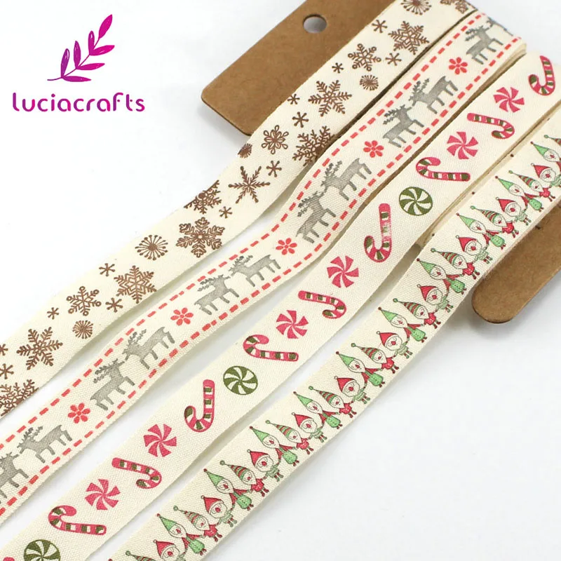 Lucia Crafts 5/8 ''15-16 мм Рождественская мультяшная печать хлопковые ленты подарочная упаковка «сделай сам» аксессуары ручной работы Q0405 - Цвет: Mixed Type 4