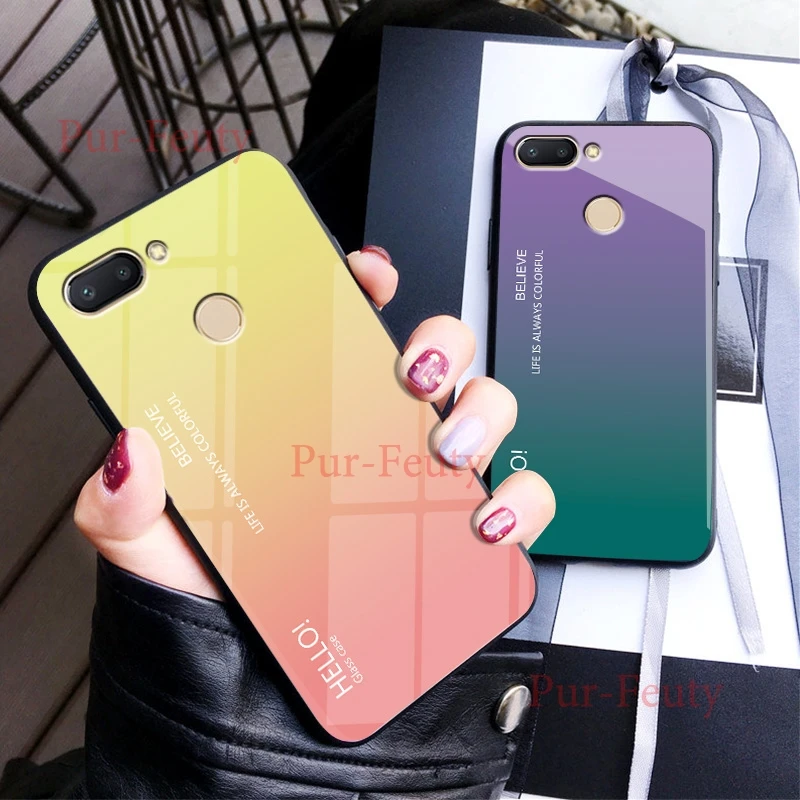

Case For Xiaomi Redmi 6A M1804C3CH Fashion Hard Toughened Glass Gradient Protective Slim Back Cover For Xiaomi Redmi 6 M1804C3DG