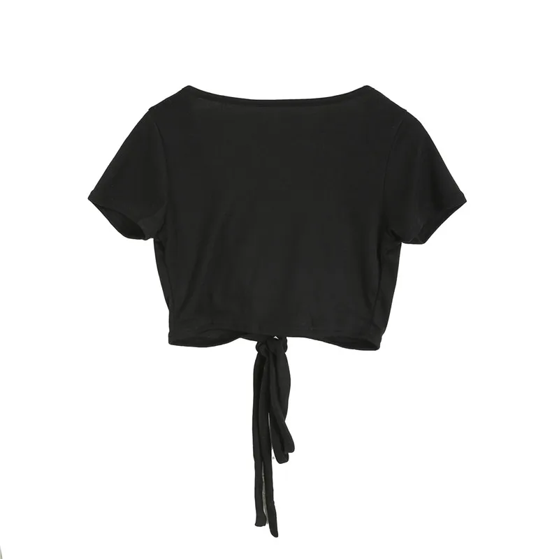 2019 летняя модная женская повседневная майка с треугольным вырезом укороченный Топ жилет с открытыми плечами футболка с коротким рукавом