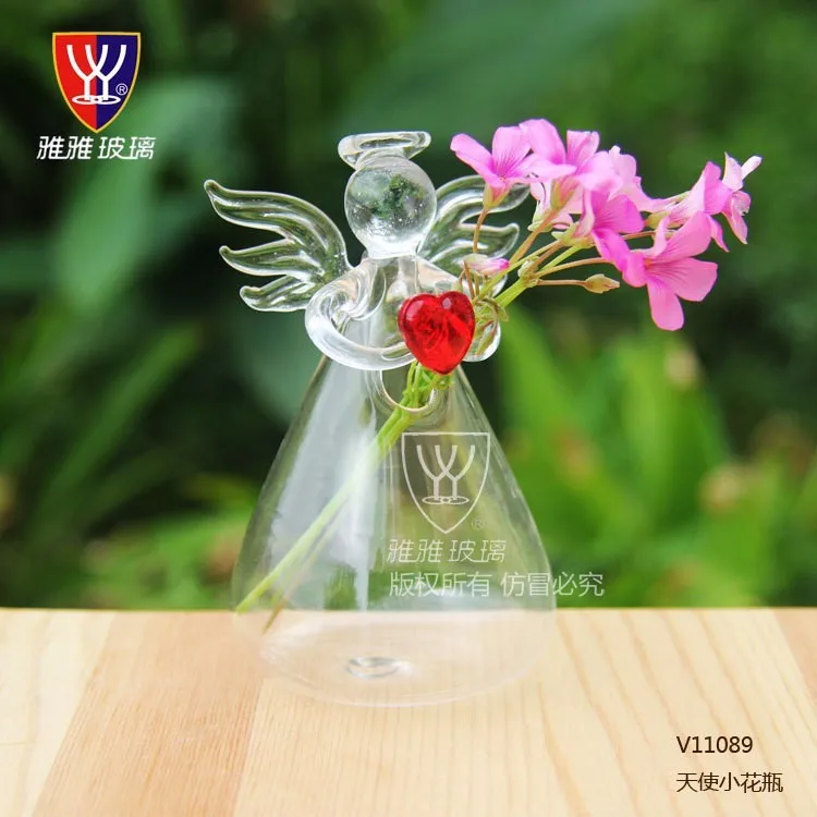 O. RoseLif, брендовая прозрачная стеклянная подвесная ваза в виде ангела с любовью, для дня рождения, вечеринки, террариума, гидропоники, украшения для рождественской елки