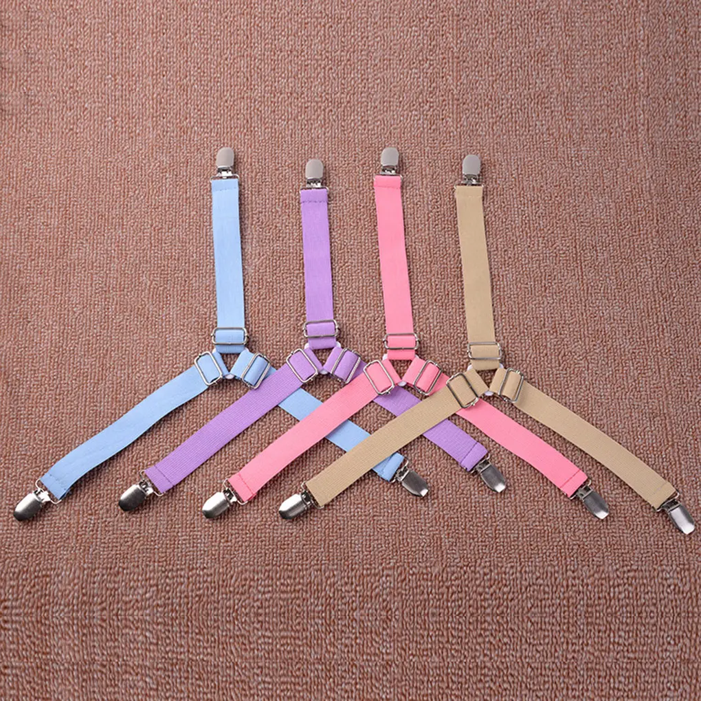 

New 4pcs/set Adjustable 3-Way Bed Sheet Clip Triple-cornered Mattress Holder Fastener Grippers Suspender Straps