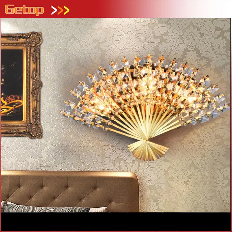 Us 107 9 17 Off Free Shipping Modern Creative Led Crystal Wall Lamp Fan Shape Luxury Silver Gold Bedroom Corridor Sitting Room Lamps Fixtures In Led