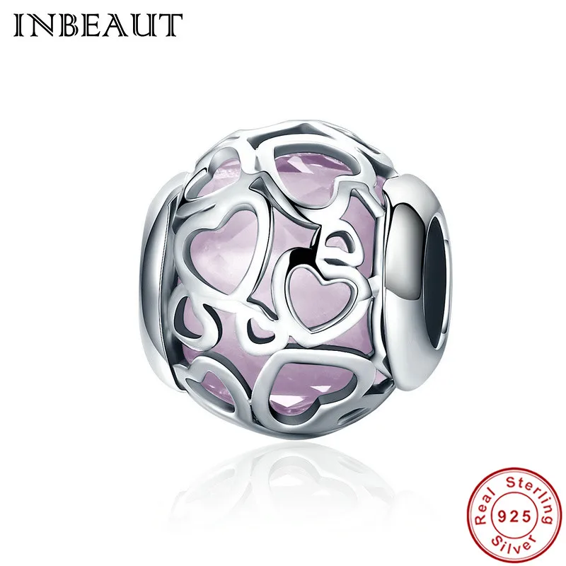

INBEAUT DIY Jewelry 925 Sterling Silver Love Heart Charm for Chain Bracelets Bead Charms Fit Pandora Bracelet Female Wedding