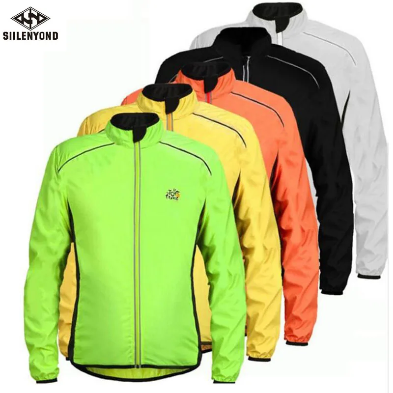 

Siilenyond Tour de France Cycling Jackets Riding Breathable Reflective Bicycle Clothing Long Sleeve Bike Windbreak Rain Coat