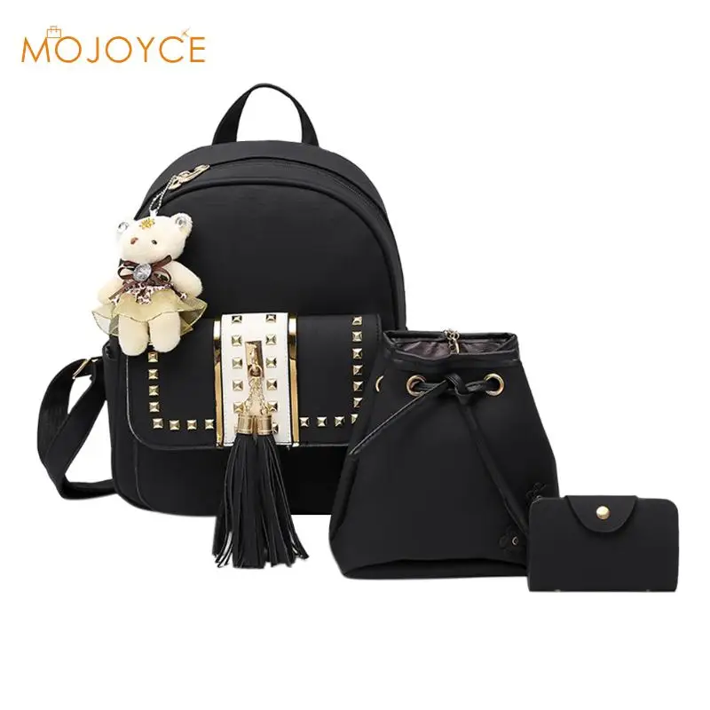 

3pcs/set Women Backpack PU Leather Backpack Teenager Girls Backpacks Shoulder Bag Vintage Bagpack Mochila Feminina