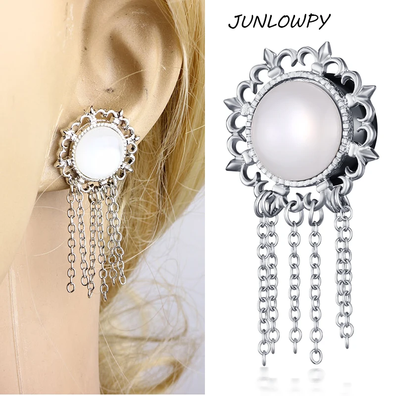 JUNLOWPY Plugs Ear Gauges Piercing Tunnels Dangle Woman Men 00G 2G