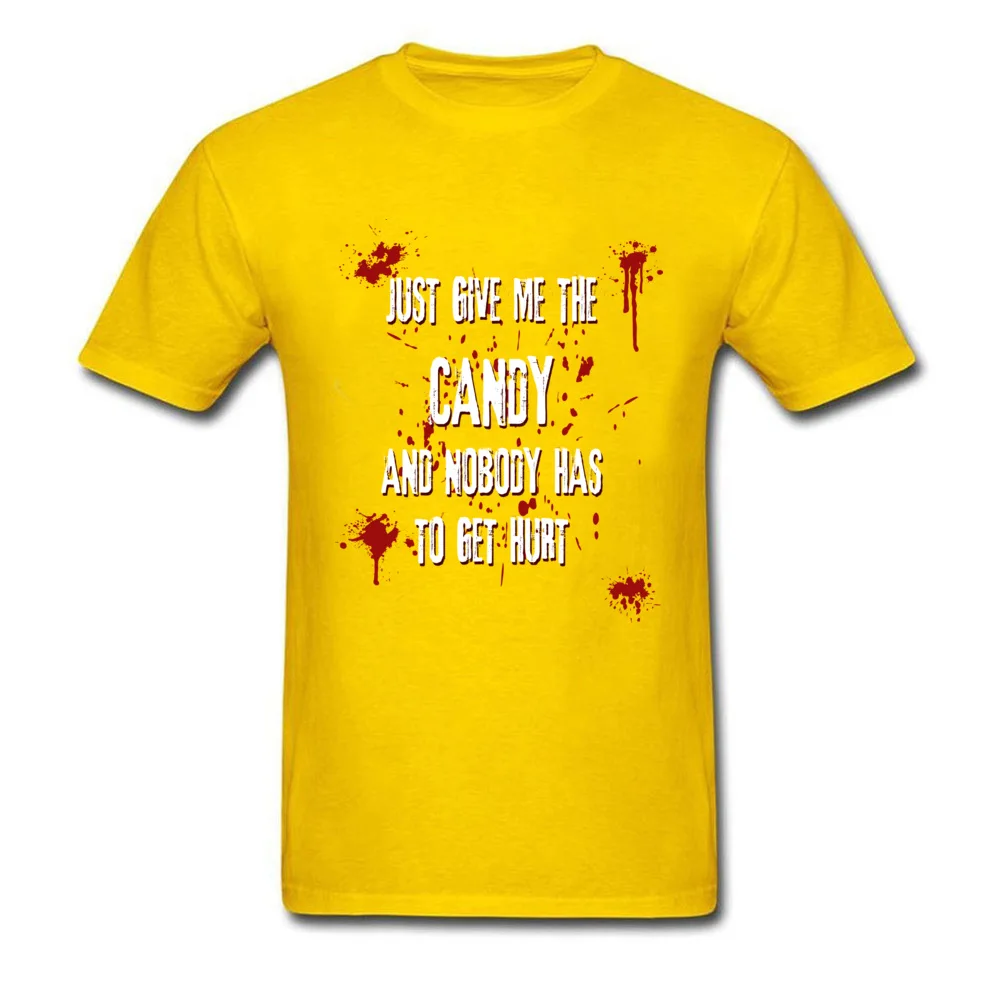 New Coming Male T Shirt Give Me The Candy Casual T Shirt 100% Cotton Short Sleeve Slim Fit Tops Shirts Crewneck Give Me The Candy yellow