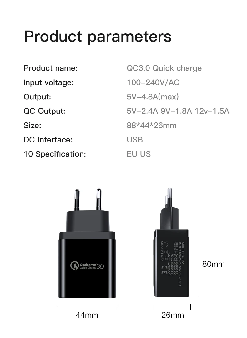 amzish Универсальное зарядное устройство USB для iPhone X XR 8 Plus iPad Quick Charge 3,0 Для samsung зарядное устройство Для Xiaomi USB зарядка Для huawei Быстрая зарядка для телефона