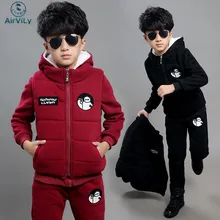 2016 Kinderen Boy Girl Kleren van de Winter Sports Suit Of Kids Casual Hot Dikkere driedelige Velvet Suits Kinderkleding