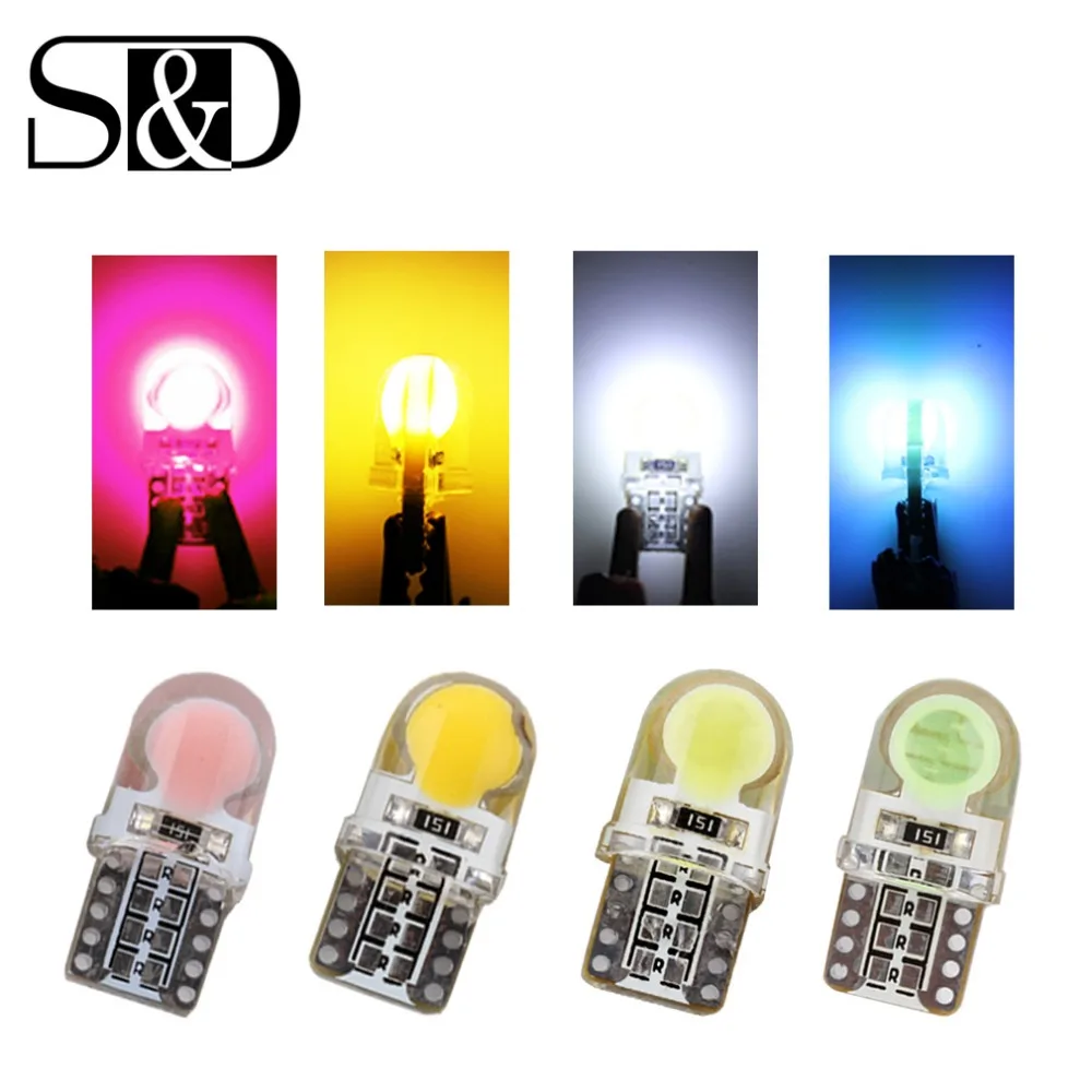 

10 pcs T10 Led W5W LED Bulbs 194 168 COB Silica Car Lights Turn Signal Bulbs Interior Side License Plate Lights Auto Lamp DC 12V