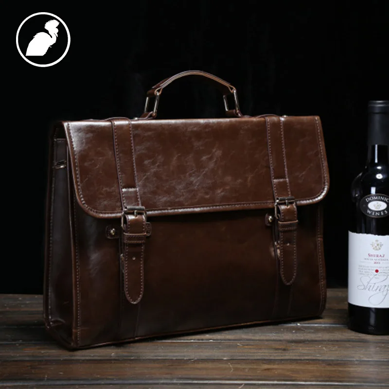 

PUNKLADY New 2016 women famous brands Italian leather brown cover luxury messenger bag business style big laptop shoulder bags