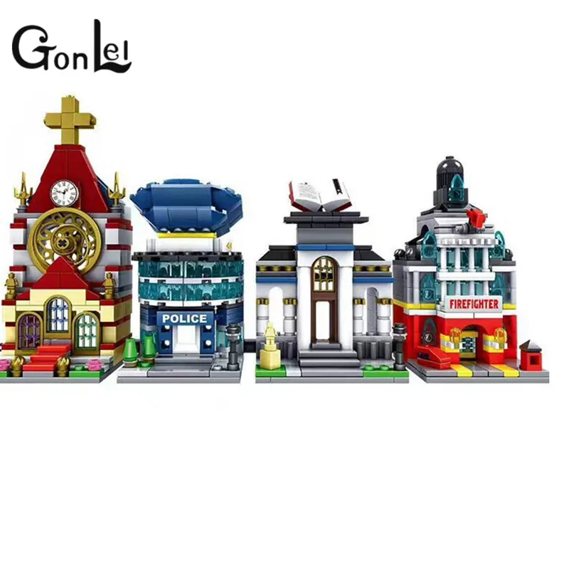 

GonLeI City Series Street Model Store Shop with Toy figure Waiter KFCE McDonald`s Building Block Compatible with Lepin