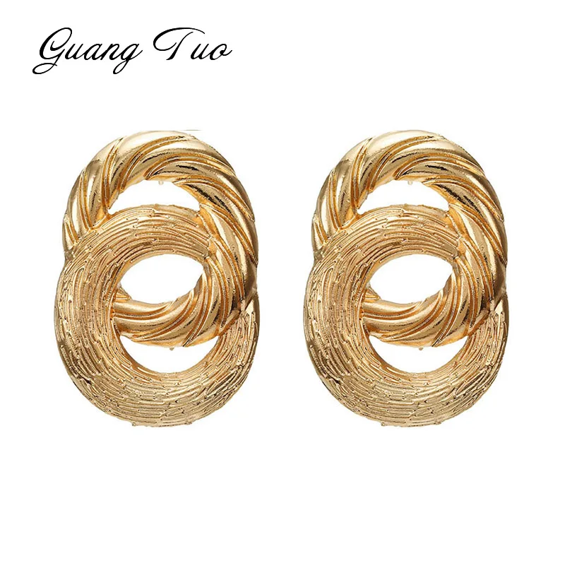 

ES386 New Design Fashion Hollow Round Shape Statement Stud Earrings For Women Jewelry Punk Style Abstract Art Earring Wholesale