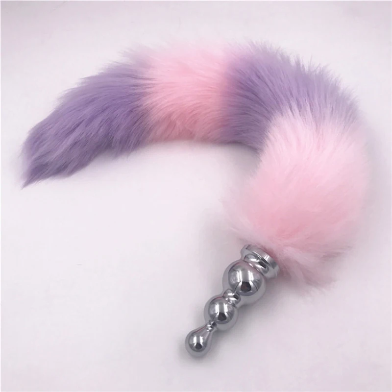 Anal Plug Fox Tail Stainless Steel Butt Plugs Pink Purple Plush Adult Products Dilator Sex Toys for Men Women H8-108F | Красота и