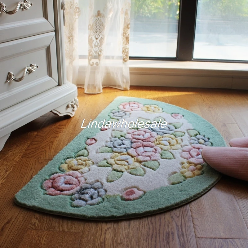 Design 4 Розы полу-круглый коврик дверь кухни, ванной абсорбирующий коврик, коврик колодки - Цвет: Design 4
