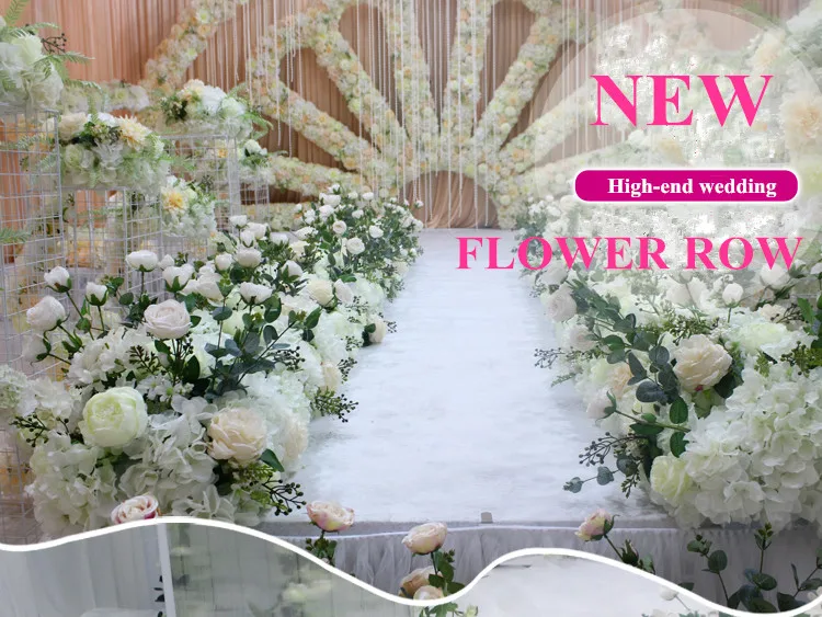 Свадебный дорожный свинцовый розовый ряд цветов, Свадебный знак на сцене, искусственный цветок, украшение для дома, праздника, праздника