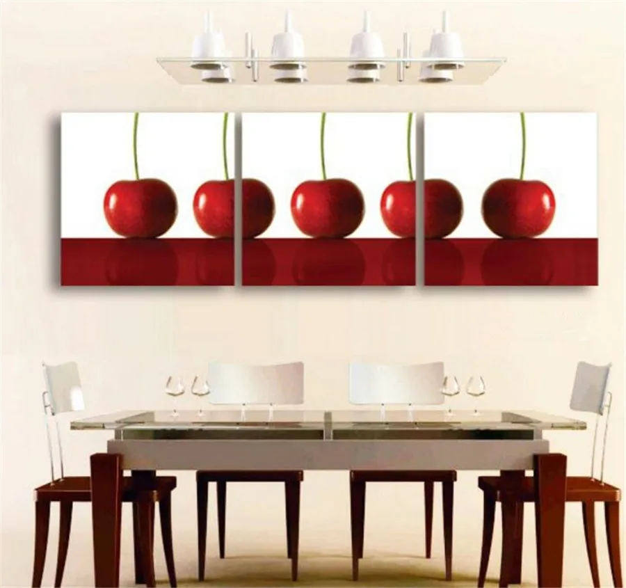 3 Панели вишневая фруктовая краска холст художественная картина декоративные
