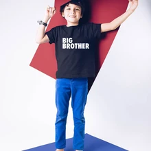 Детские топы с короткими рукавами и круглым вырезом с буквенным принтом, черная футболка с надписью «Big Brother» летняя одежда для мальчиков детские футболки модные футболки