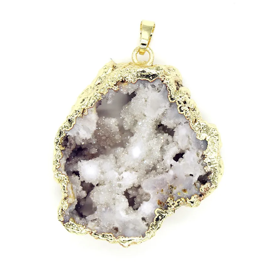 

100-Unique 1 Pcs Light Yellow Gold Color Irregular Shape Original Rock Crystal Pendant Cluster Jewelry