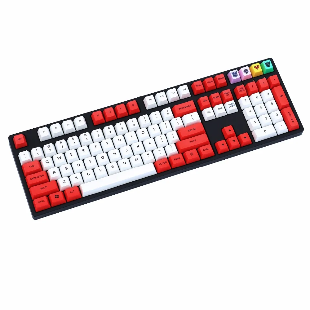 

Mechanical keyboard keycap OEM profile PBT Dye-Sublimated 108 key Red/White MX switch ANSI layout Only sell keycaps