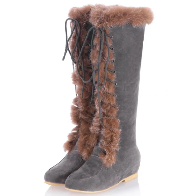 larger size 10 11 warm rabbit fur boots women snow boots knee high womens snow boots size 11