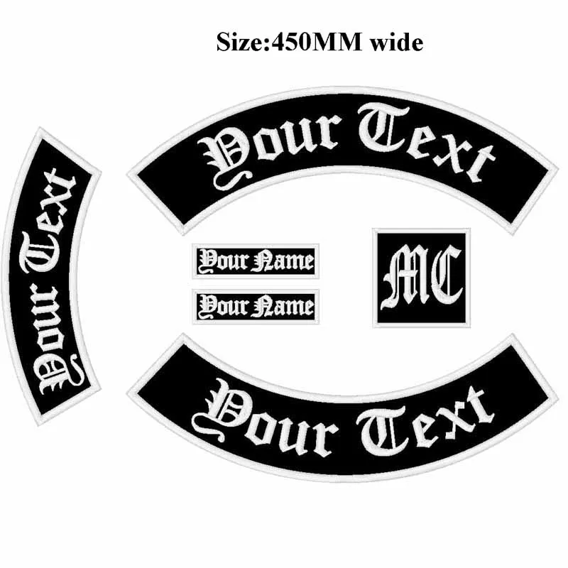 Старый Лондон название шрифта патч на заказ вышитые рокер Утюг/нашивка на одежду Куртка мотоциклист Байкер назад патч 450 мм шириной 6 шт