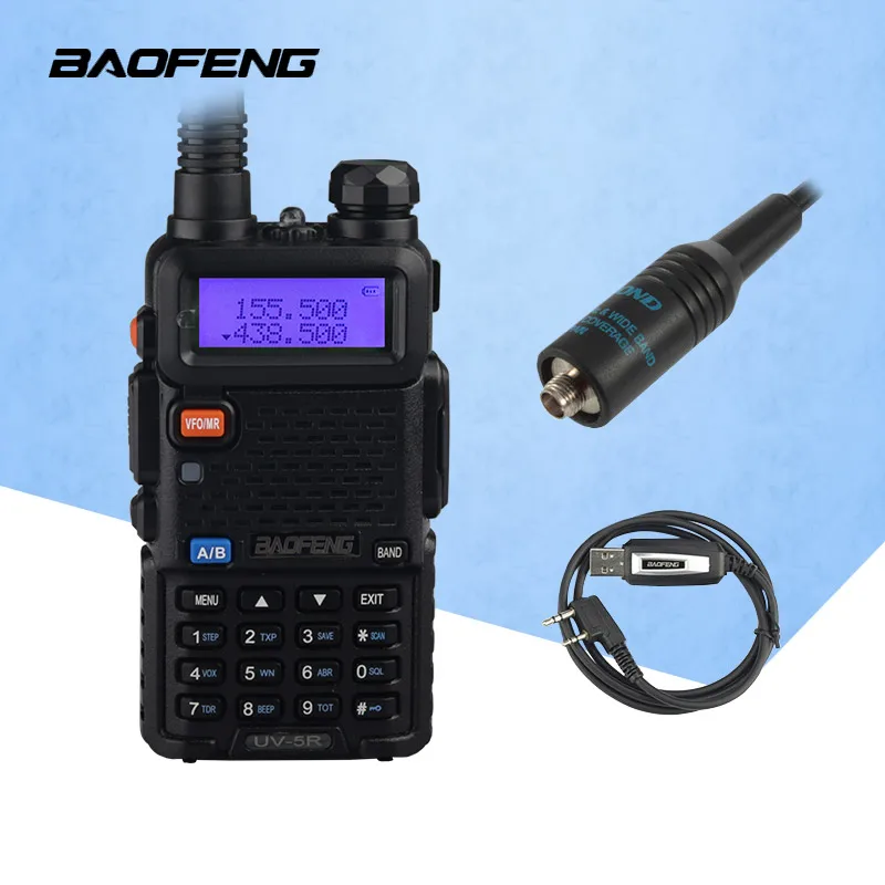 Baofeng UV5R двухстороннее радио Dual-Band UV5R переносной любительский радиоприёмник рации CB радио с USB программирования и RH-771 антенны