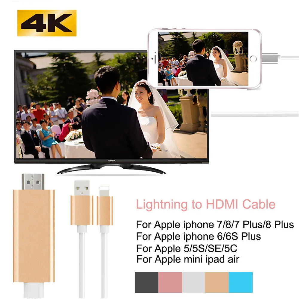 

For Lightning to HDMI Cable 1080P HDTV TV AV Digital Adapter USB Cable For iPhone X 8 7 6s 5s Plus For iPad Air Pro IOS 11.3