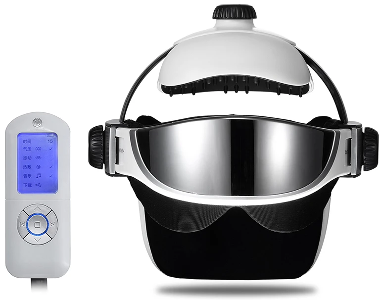 Электрический вибрирующий массажер мозга для глаз с музыкой, Регулируемый шлем, массажер для расслабления головы, облегчение усталости, инструмент для макияжа