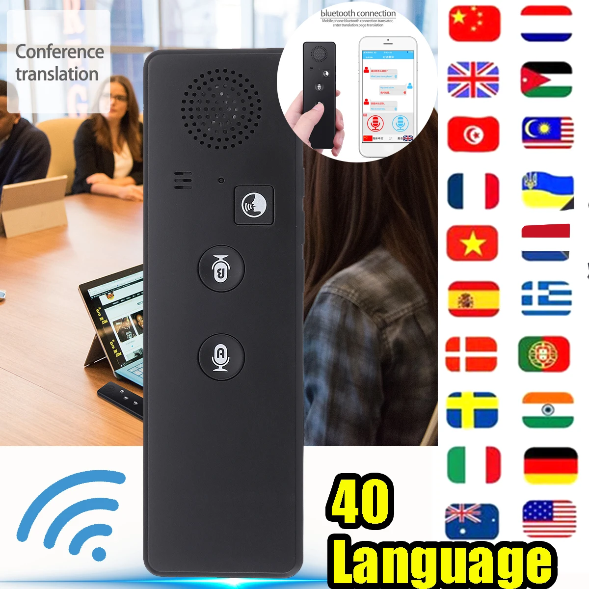 

Portable Smart Voice Translator 40 Language bluetooth Wireless Instant Photo Translator for Learning Meeting Translation Machine