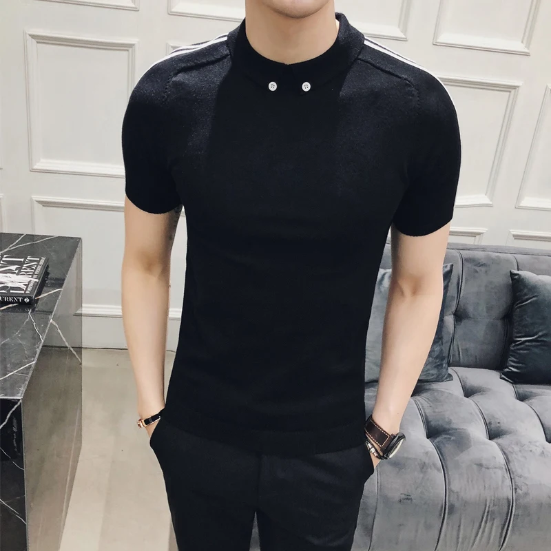 Fall 2018 Sweaters Short Sleeves Sweaters Mens Khaki Winter Sweaters Thick Pull-over Homme Black Chompa Para Hombre Fashion