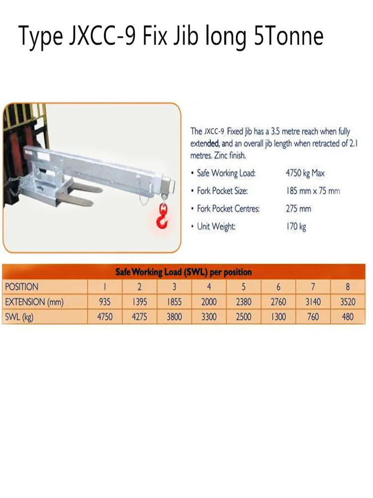 Горячая аксессуары для электропогрузчиков вилочный погрузчик Тип крепления JXCC-9 FIX Jib long 5 тонн
