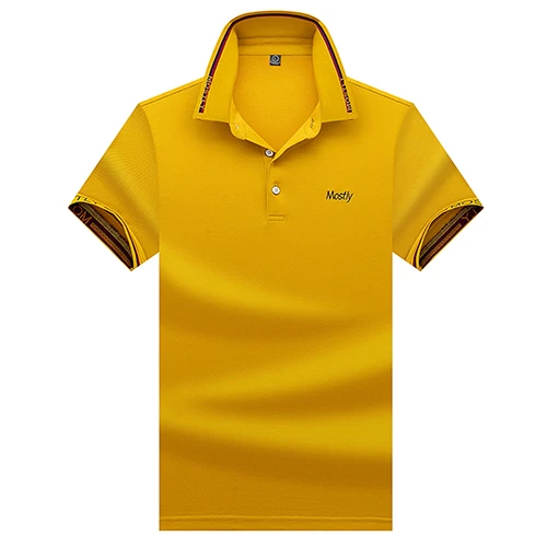 Hommes de POLO Chemises Marque Coton A Manches Courtes Camisas solide broderie Polo Dete Col montant Мужское поло Chemise plus la - Цвет: yellow