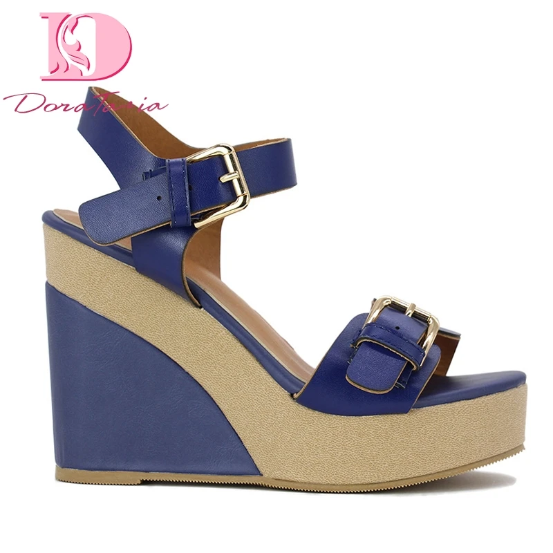 

DoraTasia 2019 Retro Vacation Summer platform ankle-strap big size 43 leisure Shoes Woman wedges High heels sandals women shoes