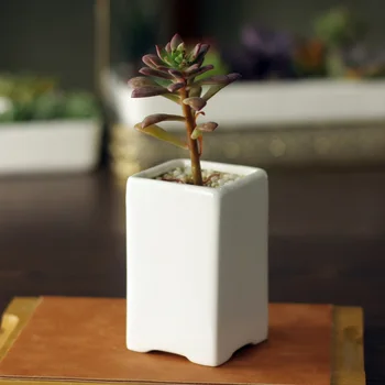 

6x6x10cm More creative minimalist white meat with a high pile of old ceramic small potted flowers potted device Quartet