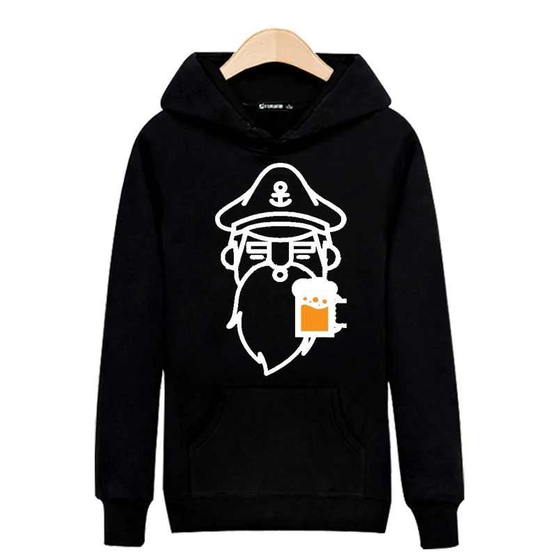 Beer Captain hooded mens hoodies and sweatshirts Autumn Fashion mens hoodies and sweatshirts Casual Funny Black Gray Clothes