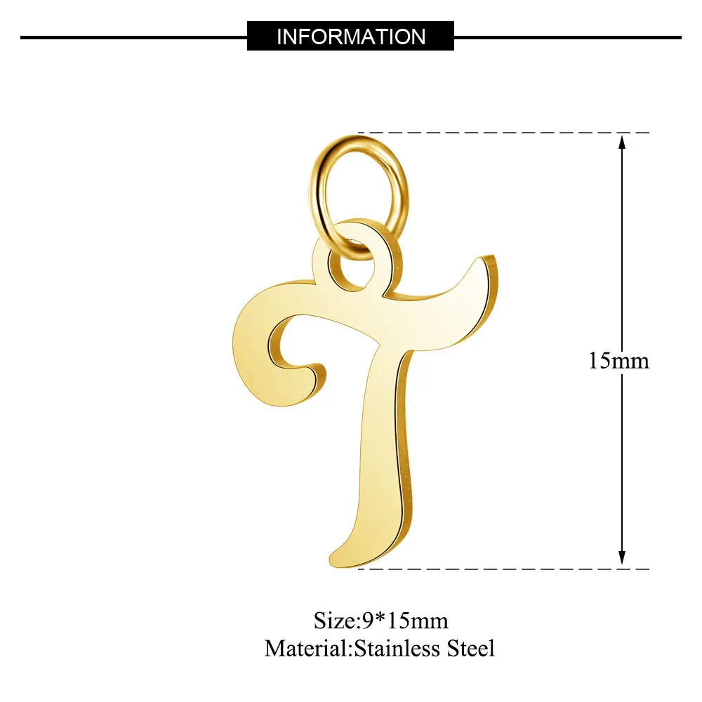 316L украшения с буквами алфавита из нержавеющей стали золотого цвета DIY инициалы из A-Z подвеска с алфавитом с ДЖАМП-кольцо аксессуары - Окраска металла: T544G-T
