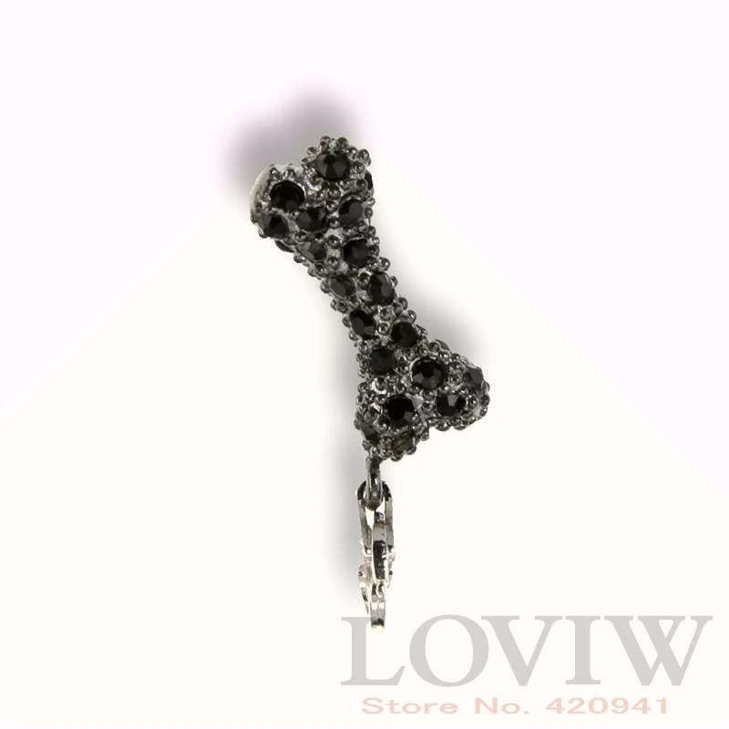 

Black Zirconia Bone Charm pendant lobster clasp stylised dog treat Fit Bracelet handmade European thomas sabor Fashion Jewelry