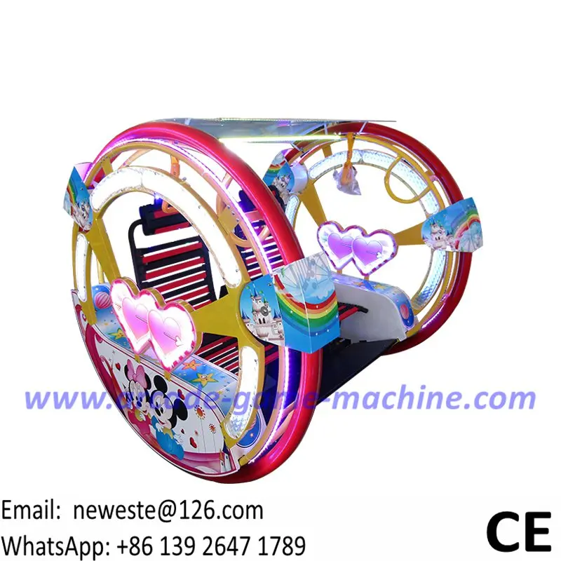 

Heart Pattern Adults Kids Outdoor Playground Coin Operated Arcade Rolling Game Machine Electric Le Bar Cars