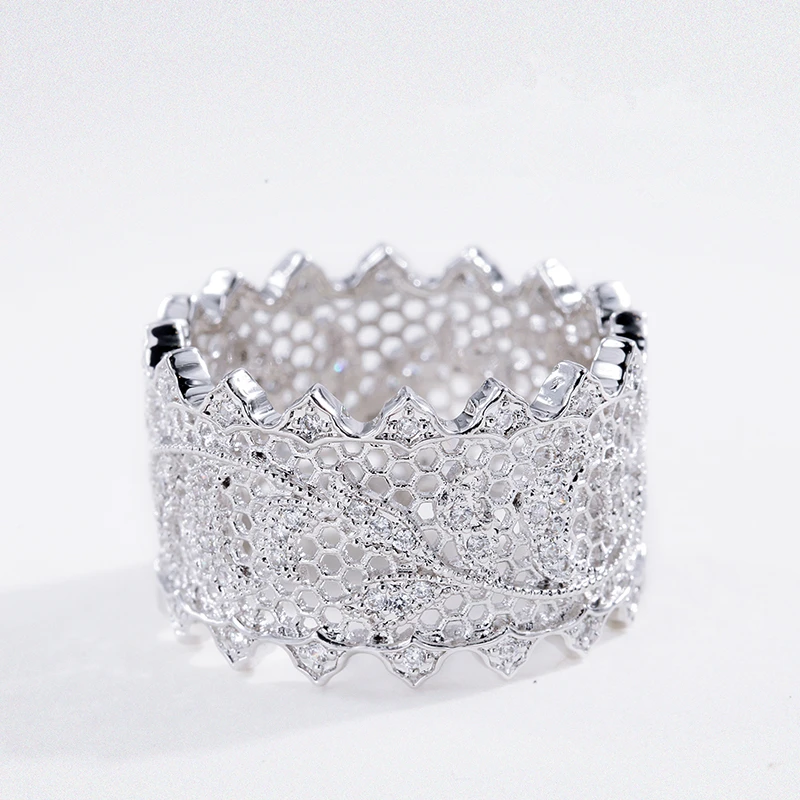 

S925 Silver Jewelry Lace Hollow Antique Palace Rings For Women